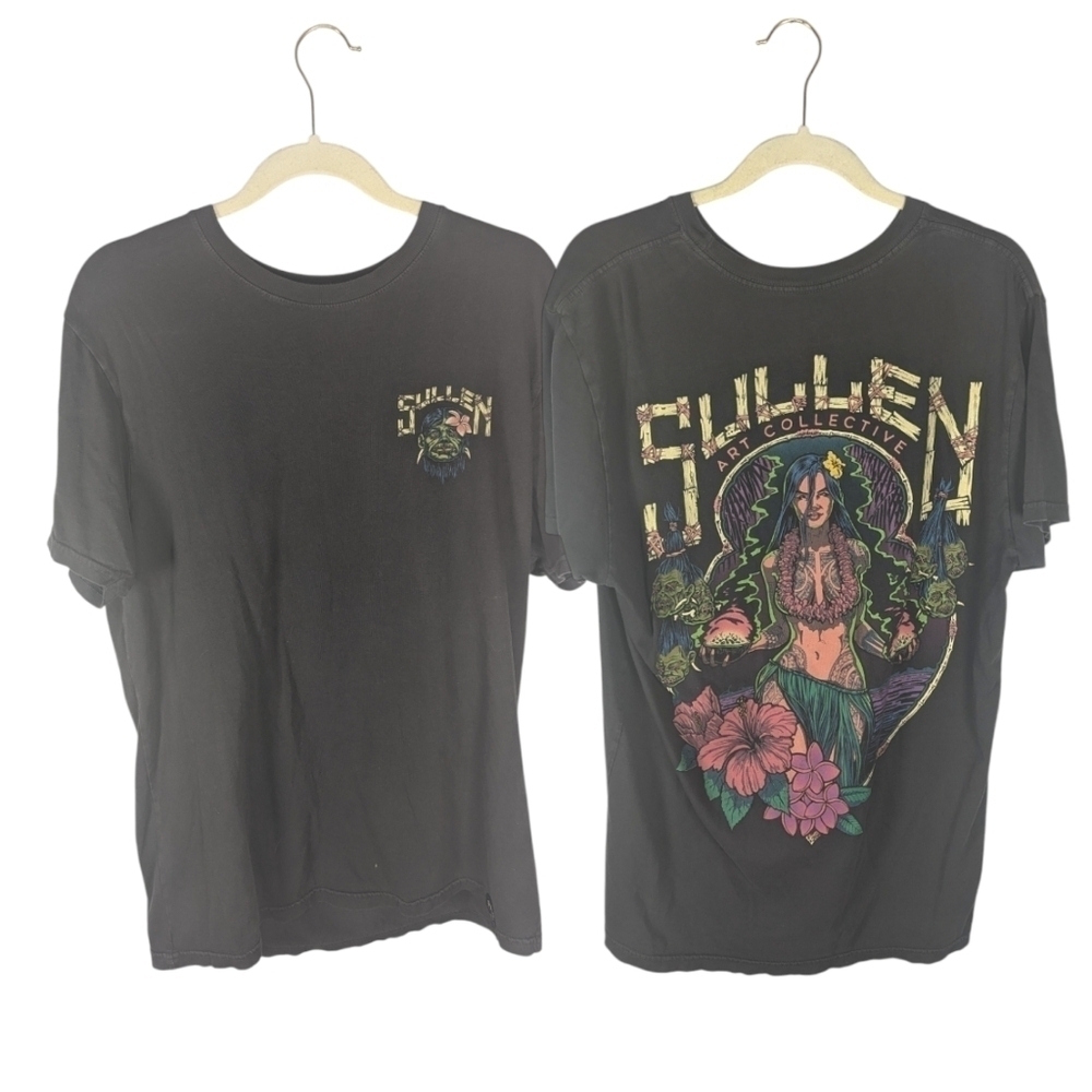 Sullen Head Hunter Sexy Native Lady Tropical Island Tattoo Ink Shirt mens size L - Picture 2 of 7